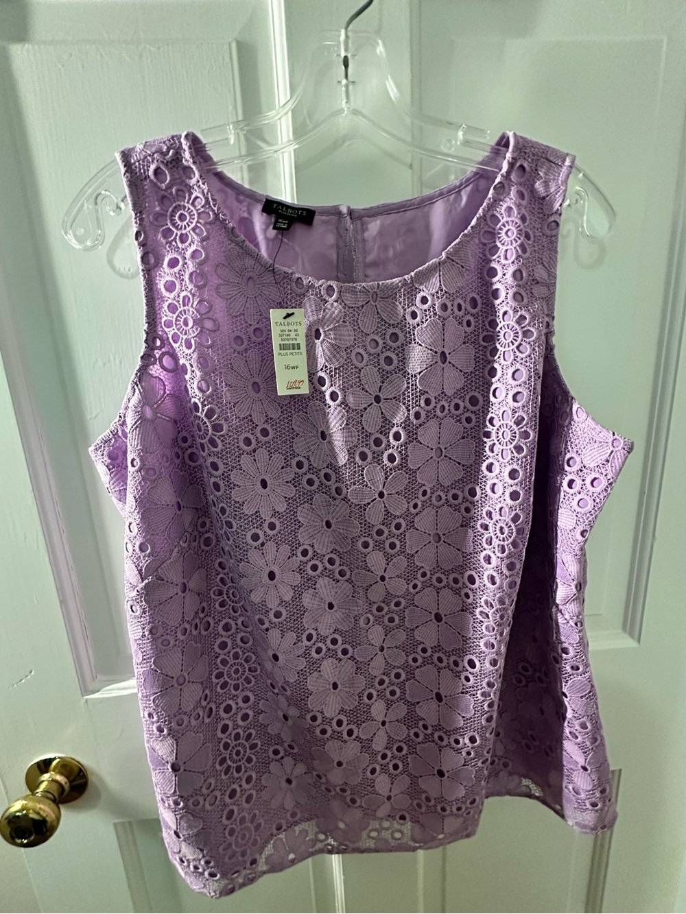 Talbots Lavender Floral Lace Sleeveless Top